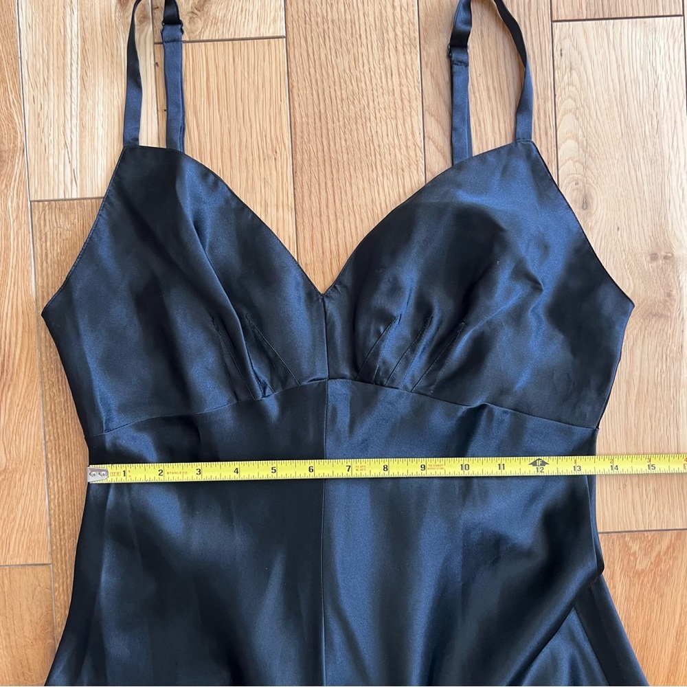 Vintage Victoria's Secret Black Satin A-Line Maxi Dress Side Slit Size Small - Picture 5 of 7